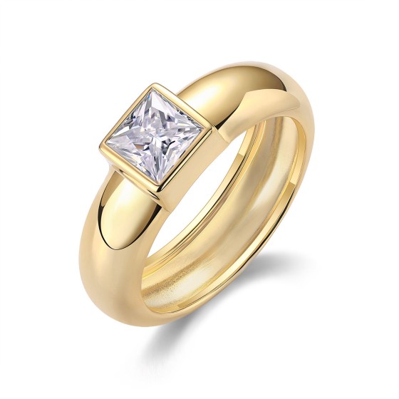 1CT 5.5mm S925 Sterling Silver Princess Cut Moissanite Ring Women's Party Band Jewelry for Valentine's Day Gift