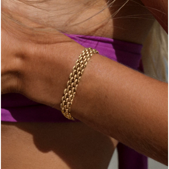 Italian Vintage Fashion Jewelry Large Roman Chain Bracelet