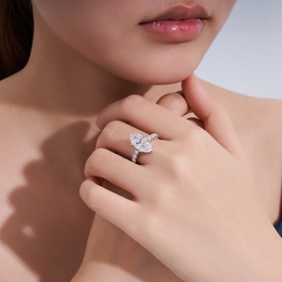 New Styles Marquise Classic Jewelry VVS1 Moissanite 3.8ct Engagement Ring Wholesale Fine Jewelry Gift Silver S925 Gemstone Ring
