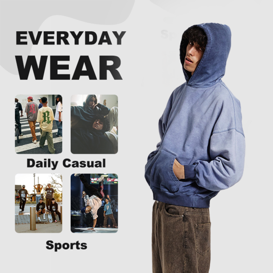 Popular Fashion Casual Men's Loose Pullover Hooded Gradient Color Hoodies High Quality Spring Autumn Fashion Washed Hoodie