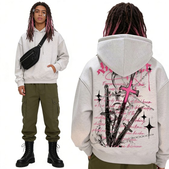 American Hip-Hop Trendy Brand Solid Hooded Sweatshirt Men Women New Winter Fleece-Lined Loose Anti-Pilling Polyester/Cotton