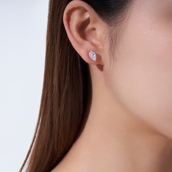 Chic Glamorous S925 Silver Moissanite Round Brilliant Cut Four Prong Setting Party Dating Highlight Minimalist Stud Earrings