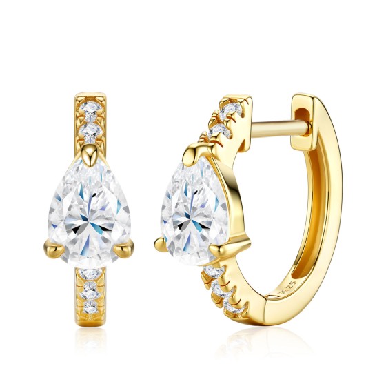 Factory Direct Supply Jewelry Shop Elegant Pear Cut 18K Gold Plated Moissanite Jewelry Unisex Fine Jewelry Earrings