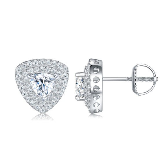 Ear Stud in Stock Factory Direct Supply Jewelry Shop GRA VVS1 Popular Triangle Halo Classic Men's Moissanite Jewelry Earrings