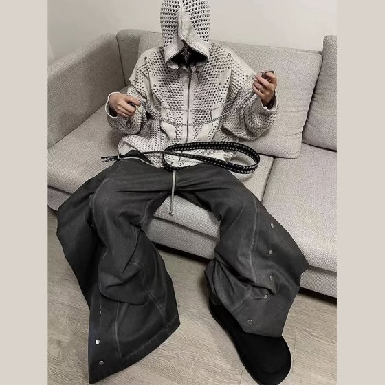 DiZNEW Exclusive Men's High Quality Hip-Hop Style Hoodies Washed and Lined Versatile Streetwear with Printed Pattern
