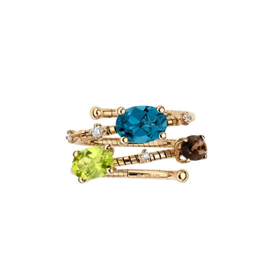 RUGIADA PIETRE 18Kt gold diamonds with mixed gemstone ring