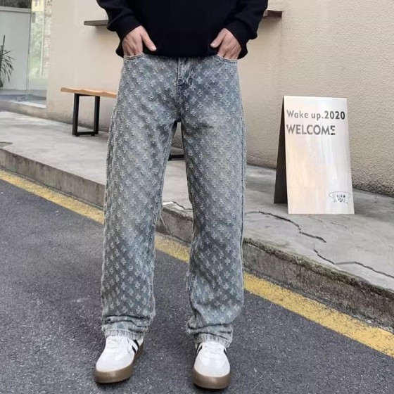 Men Y2K Jeans Baggy Fit Oversized Denim Pants Hip Hop Streetwear Trousers Vintage Skateboard Graffiti Bulk